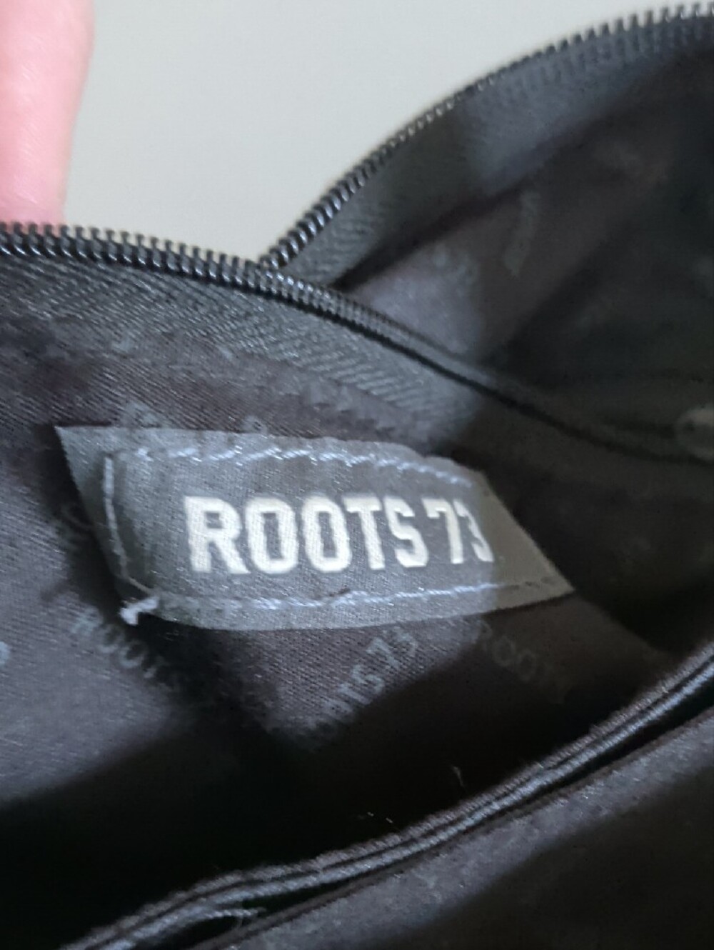 Roots Dark Grey Leather-Trim Crossbody Bag with Silver Hardware - Picture 7 of 12